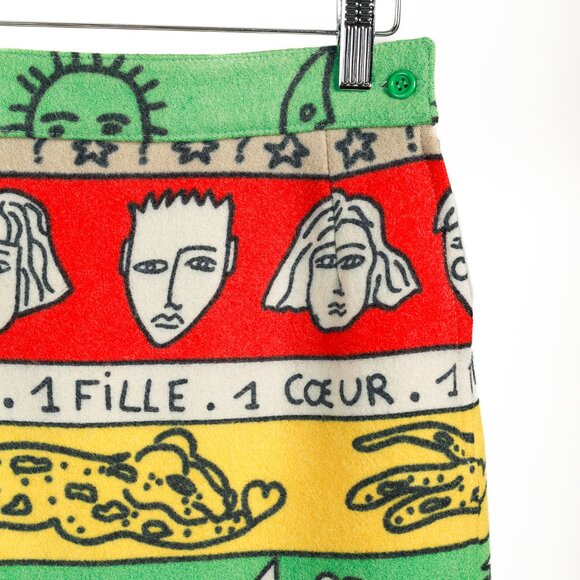 Jean Charles de Castelbajac Colourful Illustrations Wool Skirt - Picture 4 of 8